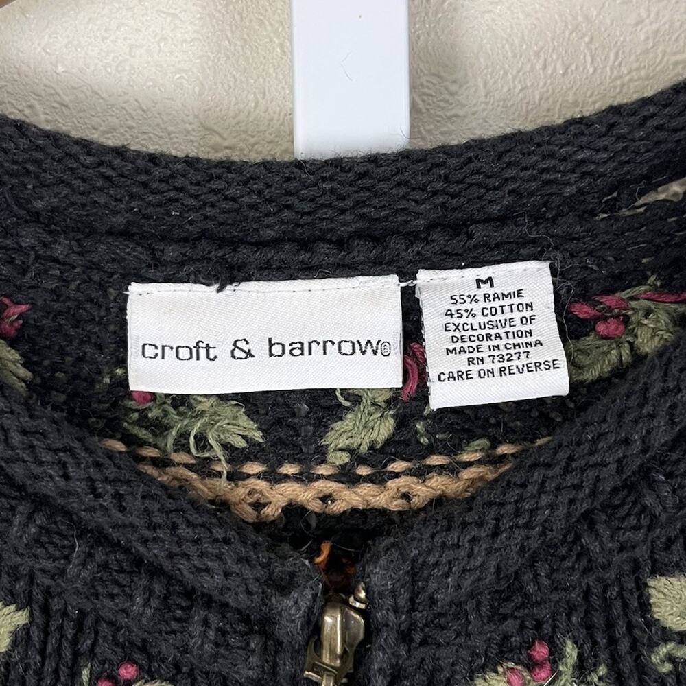 Vintage Croft & Barrow Fair Isle Zip Cardigan Sweater M Medium Folklore Autumn - Picture 6 of 6